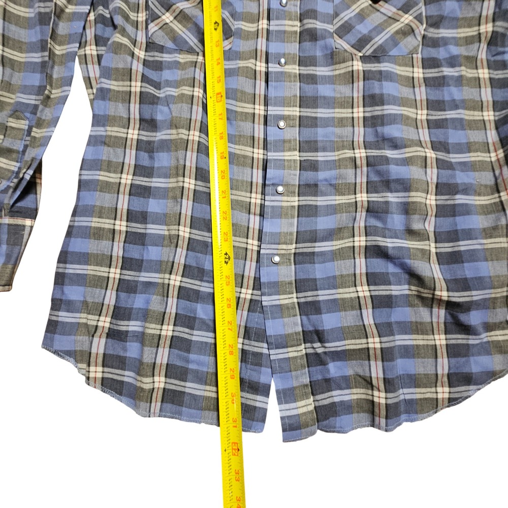 Vintage Panhandle Slim Pearl Snap Plaid Western Shirt Long Sleeve 17-36 Country - Picture 9 of 10